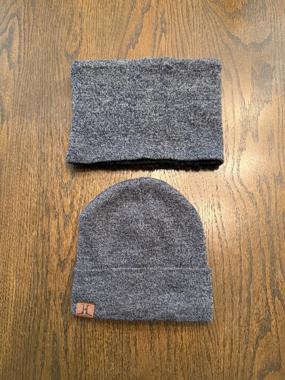 RAYLI Fleece Lined Beanie & Neck Warmer Set - Heather Blue